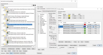Automatic processing setup window and overlay settings window
