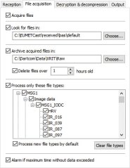 File acquisition settings tab