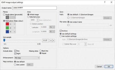 iDAP image output settings window