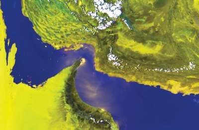 NOAA HRPT false-colour image (channels 1, 2 and 4) showing the Persian Gulf