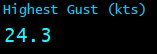 Highest Gust (kts) Highest Gust (kts)