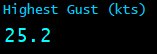 Highest Gust (kts) Highest Gust (kts)