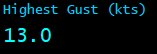 Highest Gust (kts) Highest Gust (kts)