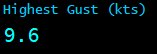 Highest Gust (kts) Highest Gust (kts)