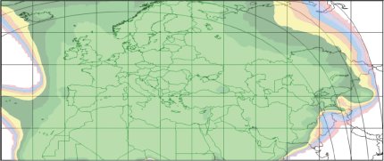 EUMETCast Ku-Band high-rate service availability – 3.7m antenna (G/T @ 12.5GHz = 28.9dB/K)