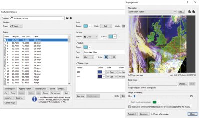 Feature overlays manager and reprojection window