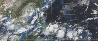 10.5µm infra-red image with Blue Marble mask showing Tropical Storm Talim on July 17th, 2023