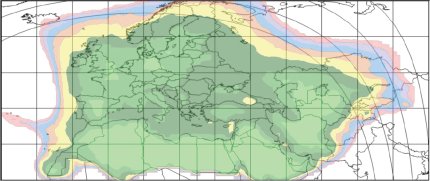 EUMETCast Ku-Band high-rate service availability – 1.8m antenna (G/T @ 12.5GHz = 23.5dB/K)