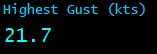 Highest Gust (kts)