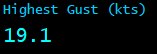 Highest Gust (kts)