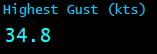 Highest Gust (kts)