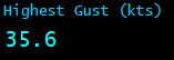 Highest Gust (kts)