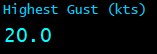 Highest Gust (kts)