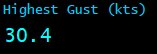 Highest Gust (kts)