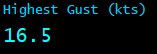 Highest Gust (kts) Highest Gust (kts)