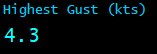 Highest Gust (kts)