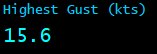 Highest Gust (kts) Highest Gust (kts)