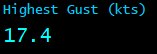 Highest Gust (kts)