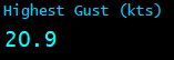 Highest Gust (kts)
