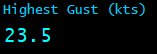 Highest Gust (kts)