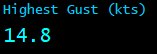 Highest Gust (kts)