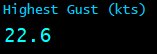 Highest Gust (kts)