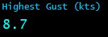 Highest Gust (kts) Highest Gust (kts)