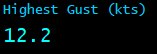Highest Gust (kts)