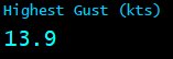 Highest Gust (kts) Highest Gust (kts)